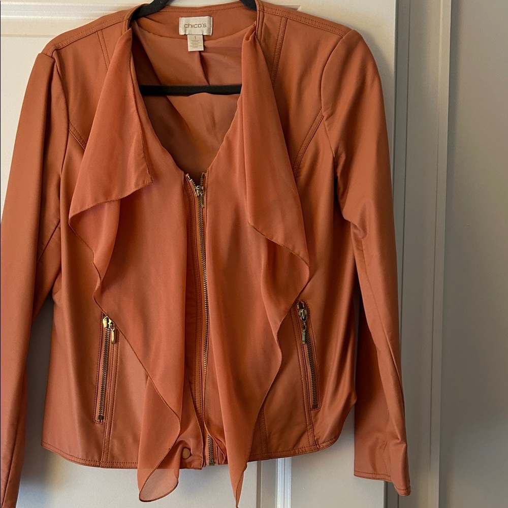 Chico's Women's Rust Orange Drape Jacket